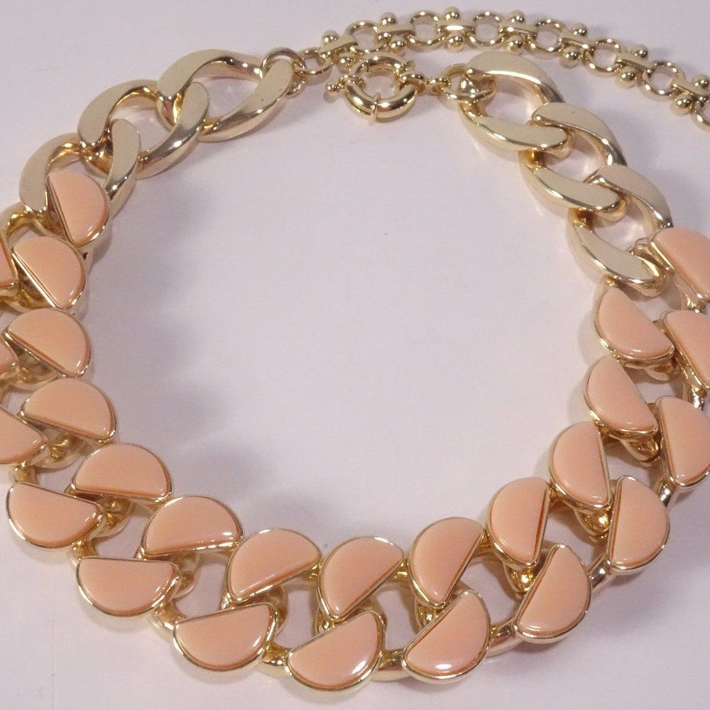 J.Crew Peach Enamel Brass Half Moon Necklace NWOT 150